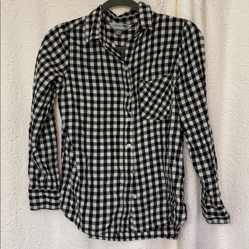 Black and White gingham check button down
